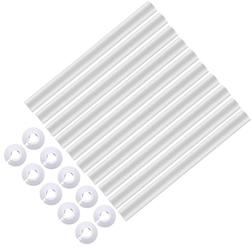 10 Pcs Radiator Pipe Covers White, Pipe Cover 200 X 15mm Snap On Radiator Cover 15mm Piping Protection Thickened Thermal Sleeve