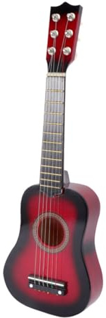 HOMOBABE Junge Mädchen Gitarre Aus Holz Akustik-Junge Mädchen-Gitarre Robustes Anfänger-Musikinstrument Für Kleinkinder Interaktives Spielzeug Zur Frühkindlichen Musikförderung Rot
