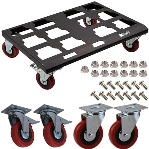 Upgrade Werkzeugkoffer Dolly Schiebewagen | Kompatibel mit MilWaukee Packout Toolbox, verdickter Rahmen aus Karbonstahl, größere Räder mit Bremse, bis zu 150 kg