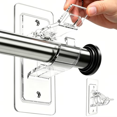 Gardinenstange Zum Kleben, 2er-Pack Vorhangstange Ohne Bohren, Selbstklebende Gardinenstangenhalter Für Fensterrahmen, Ideal Für Mietwohnungen Und DIY-Projekte, 11 * 5 CM