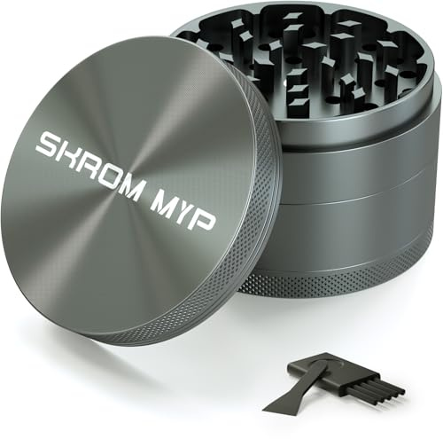 Grinder Crusher 4-Piece Set, 75mm Large Herb Grinder, Aluminum Alloy with Pollen Scraper for Spices, Herbs, Seasonings (Grey)