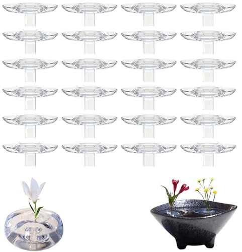 20 Stück 2025 Creative Floating Floral Arrangement Holder, Schwimmender Blumenhalter, Transparent Acryl Blumenschale Stielhalter, Blume Frosch Halterung für Vasen, Blumensträuße, DIY (L)