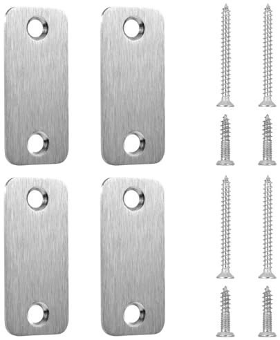 4pcs Door Edge Hole Filler Plate, Stainless Steel Cover Plate with Fixing Screws Door Latch Filler Plates for Enhanced Home Security (Silver)