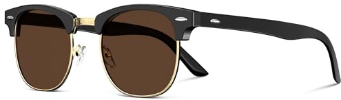 Neusaro Polarisierte-Halbrahmen-Sonnenbrille Herren Damen Retro | UV Schutz Klassisch Sonnenbrillen,Ideal für Autofahren Reisen und Camping
