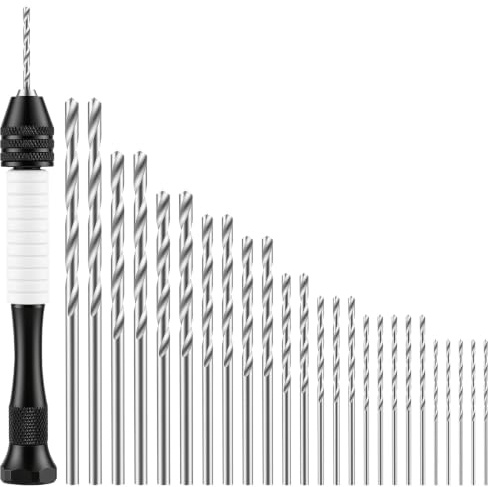 OSDUE 26 Pcs Precision Pin Vise Hand Drill Set with 0.5-3mm HSS Twist Bits | Hand Drill Bit Set with Twist Bits, Manual Small Bits for Delicate Manual Work Model Resin Wood Carving Jewellery Making