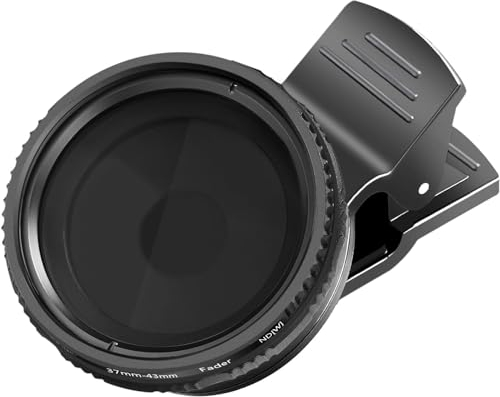 NEEWER 37mm Clip On ND2-ND400 Handy Kamera Objektiv Filter Kit: Einstellbarer Neutraldichtefilter mit Telefonclip Kompatibel mit iPhone 16 15 14 Pro Max Samsung Android Smartphones iPad und mehr