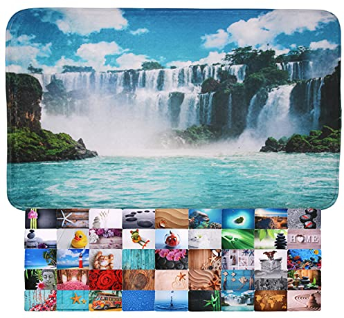 Sanilo Badteppich I viele schöne Badematten zur Auswahl I Badvorleger sehr weich und rutschfest I waschbar und schnelltrocknend (50 x 80 cm, Wasserfall)