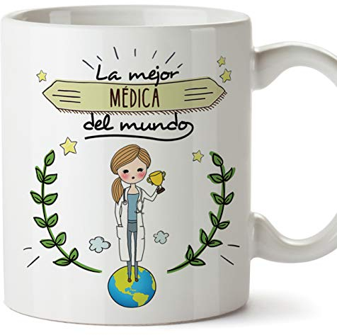 MUGFFINS Médica Tazas Originales de café y Desayuno para Regalar a Trabajadores Profesionales - La Mejor Médica del Mundo - Cerámica 350 ml