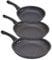 Shov 3er Pfannenset Bratpfanne Universalpfanne Alupfannen 20cm & 24cm & 26cm für alle Herdarten geeignet wie z.B. Induktion & Spülmaschinen geeignet. (Schwarz)