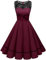 Bbonlinedress Rockabilly Kleider Damen Sommerkleid Abendkleider elegant für Hochzeit Spitzenkleid Cocktailkleid Burgundy S