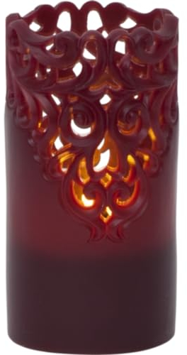 LED-Wachskerze CLARY weinrot Rankendesign 15x8cm