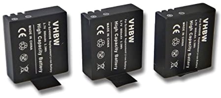 vhbw 3X Akku kompatibel mit Sjcam SJ4000 WiFi, SJ5000 WiFi, SJ5000, SJ4000 Videokamera Camcorder (900 mAh, 3,7 V, Li-Ion) + Infochip