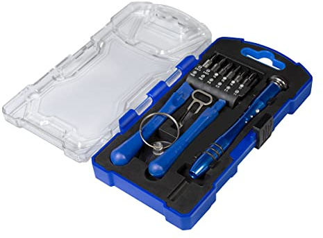 LogiLink WZ0057 - Schraubendreher-Set mit aufsteckbaren Bits und Zubehör, 17-teilig, Blau/Silber