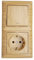 Gunsan Visage Prise combinée avec bouton de protection - Encastrée - Aspect bois d'Achorn