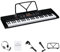 Alightup Piano à Clavier Électrique Portable 61 Touches avec Haut-Parleurs Intégrés Écran LED Casque Microphone Support de Partition