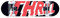 Thrill Skateboard Complete - Logo Black - Größe 8.00 - Komplettboard für Einsteiger und Fortgeschrittene, aus 7 Lagen Ahornholz, mit Grindmaster Achsen und Urethane Rollen, ABEC 5 Kugellager