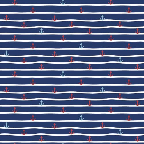 Organic Jersey Jerseystoff ab 0,5x1,5m Biojersey-Stoff Motivwahl Oeko-Tex, Motiv:Anker | blau