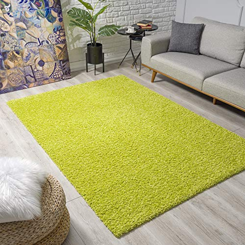 Muratap Teppich Wohnzimmer Modern - Loca Shaggy - Hochflor Teppich Weich und Warm Schmutzabweisend und Pflegeleicht Wohnzimmerteppich - Große: 160x230 cm - Farbe: Grün