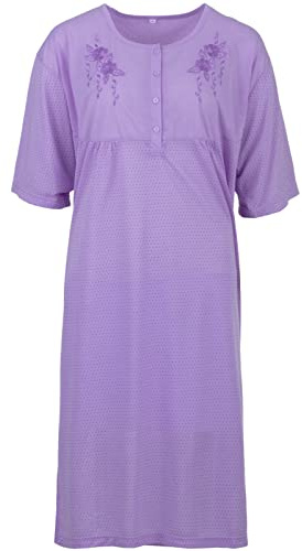 LUCKY Nachthemd Damen Kurzarm Blumen Druck Übergröße 3XL-6XL