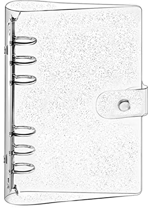 A5 Ringbuchhülle, transparentes, weiches PVC, 6-Loch-Ringbuch mit Glitzer, nachfüllbarer Papierbinder, wasserdichter Loseblatt-Notizbuchordner, persönlicher Planer, Binderhülle für Tagebuch