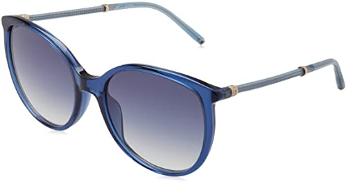 Escada SESD49 Brille, Shiny Transparent Blue, 57 für Damen, Glänzend/Transparent/Blau