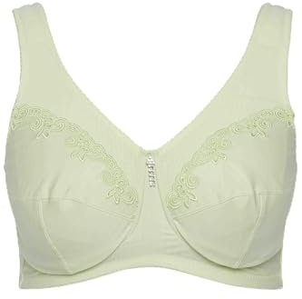 Ulla Popken Damen Entlastungs-BH, ohne Bügel, Strassanhänger, Cup C - G Bra, helles Salbei, 115F