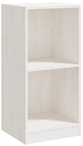 Tidyard Beistellschrank Lagerschrank Mit 2 Fächern Standregal Bücherregal Sideboard Wandregal Mehrzweckregal Regal 35,5 x 33,5 x 76 cm (B x T x H) Kiefer-Massivholz Weiß
