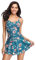 SHEKINI Femme Maillot de Bain Une Pièce Jupette Elégant Ruched Bandeau Réglable Abdominal Contrôle Robe de Plage（XL，Fleurs Blanches.）