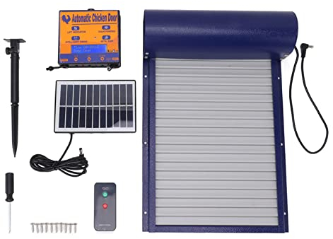 Sonew Automatischer Hühnerstall, Lichtsensor und Timer und Fernbedienung, Solarbetrieben Hühnerstall, wasserdichter Rollladen, Hühnertür, geeignet für Hühnerhaus (blau)