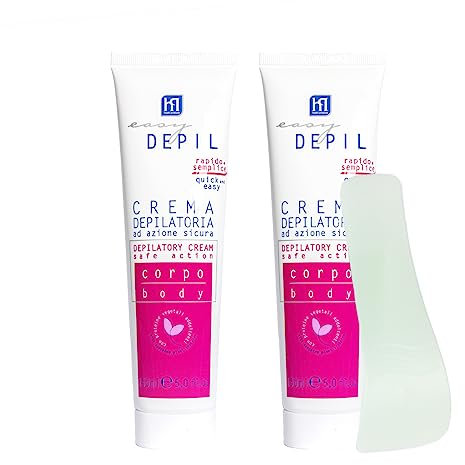 Easy Depil KIT 2 PEZZI CREMA DEPILATORIA CORPO GAMBE BRACCIA da 150 ml. Rapida, semplice da usare, efficace e sicura. Con Proteine Vegetali Addolcenti. Pelle liscia, Profumazione gradevole, Unisex