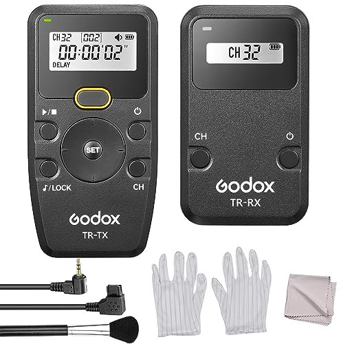 Godox TR Series 2.4G Wireless Timer Remote Control Camera Shutter Remote 6 Timer Settings 32 Channels with TR-S1 Shutter Cable Replacement for Sony a900 a850 a700 a580