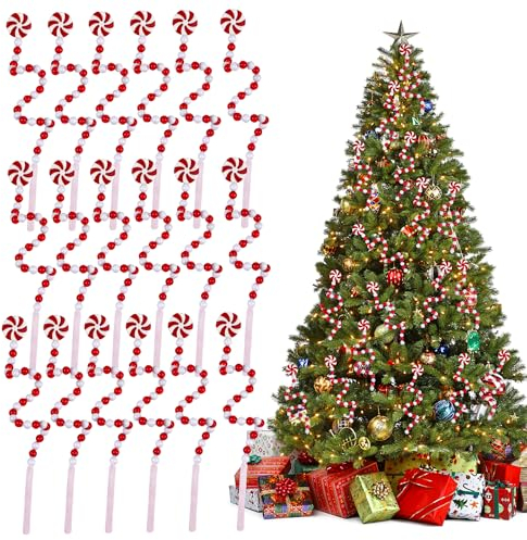 FOIMAS 21,6 cm Weihnachten Curly Pick Rot Weiß Weihnachten Picks Candy Form Weihnachtsbaum Picks Weihnachtsschmuck Weihnachtsbaum Dekorationen Home Office Vase Party Ornamente (Candy Style, 16 Stück)