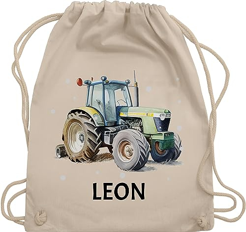 Turnbeutel Rucksack - Trecker Name I Trecker Fan I Traktor Geschenk personalisiert I Geschenk Landwirt - Unisize - Naturweiß - sporttasche kindergarten jungen stoffbeutel wechselkleidung traktoren