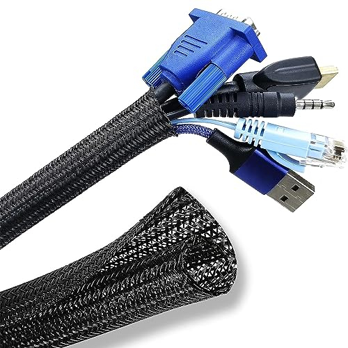 13mm*3m Schwarz Kabelschlauch, Flexibel Gewebter Kabelschutz Zuschneidbar Kabelschlauch SelbstschließEnd, Kabelmantel FüR Versteckten Kabelschutz Und Kabelverwaltung
