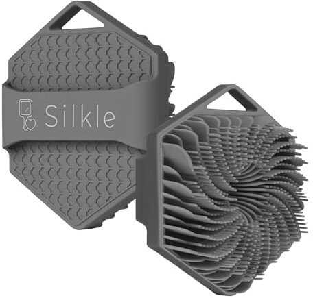 SILKLE Limpiador corporal de silicona, cepillo de baño exfoliante y limpiador de piel, esponja de ducha para exfoliación corporal suave y lavado, herramienta de cuidado de silicona para un renovado y