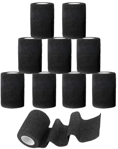 Gudotra 10 band sammanhängande bandage 7,5 cm x 4,5 m bandage band sport självhäftande tejp crossfit finger handled ankel sportskador knä muskler (svart)