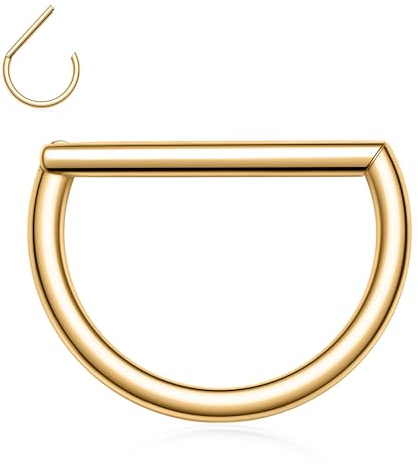 Daith Ohrringe Chirurgenstahl Gold Septum Schmuck 18G Septum Clicker Ring Gerader Stab Nasenring Halbkreis Rook Conch Helix Hoop Earring Higned Segment Tragus Cartilage Conch Piercing Schmuck 10mm
