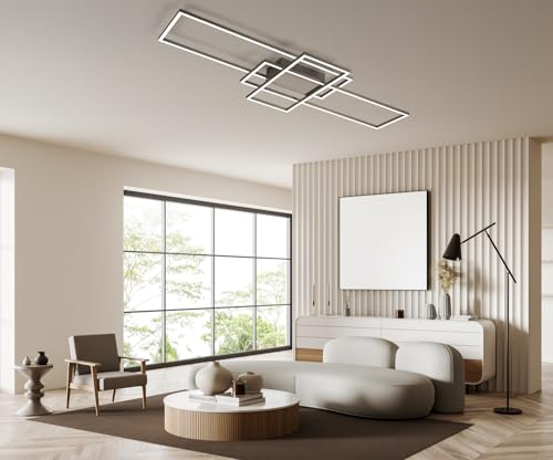 IMPTS Deckenlampe LED Deckenleuchte Eckig Dimmbar Modern Wohnzimmerlampe mit Fernbedienung 50W Multifunktional Deckenbeleuchtung für Wohnzimmer Küche Schlafzimmer Flur Balkon
