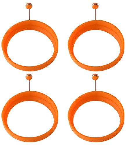 4 anelli in silicone per uova, antiaderenti, per cucinare pancake, pancake, crumpet, muffin (arancione)