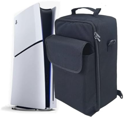 Szaerfa Console Carrying Case for Sony PS5 Slim,Protective Shoulder Bag Handbag for Playstation 5,Travel Carry Bag Storage for Controllers,Headsets,Gaming Discs,Charger, & Accessories (Without Logo)