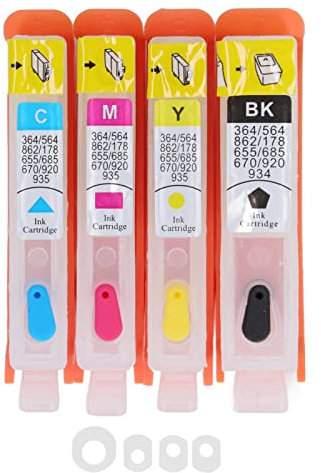 YWBL-WH Tintenpatrone, 4-teilige Tintenpatrone, Permanent-Chip-Ersatz-Nachfülltintenpatrone PP für Büro, Tintenpatronen-Nachfüllkits für Tintenstrahldrucker (903)