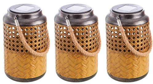 etc-shop Outdoorleuchte Solar Laterne Außen Boho Deko Solarleuchte Solarlaternen für Außen Garten, hängend stehend, LED, DxH 12 x 16 cm, 3er Set
