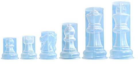 MUUYYI Juego de ajedrez, moldes de silicona de resina, moldes de juego de mesa, molde de ajedrez grande, molde de piezas de ajedrez, material de silicona para resina epoxi