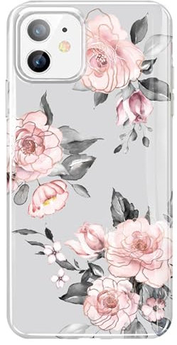 luolnh Compatible with iPhone 12 and iPhone 12 Pro 6.1 Inch Flower Design Shockproof Soft Silicone TPU Bumper Cover Skin Phone Case iPhone 12/12 Pro Cases(Pastel Pink)
