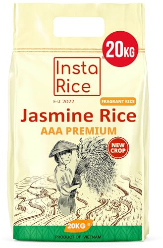 Insta Rice AAA Vietnamese Jasmine Rice 20kg | Fragrant Long Grain White Rice | Soft & Fluffy | Everyday Asian Rice