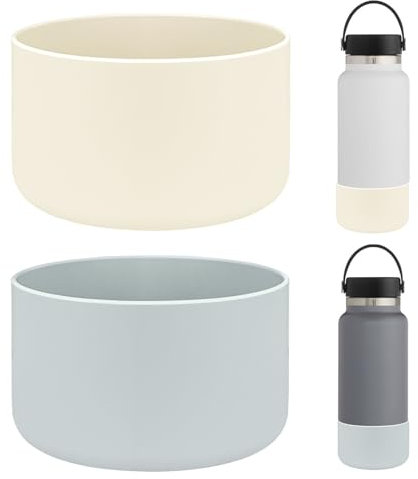 HEYSKAY 2pcs Protective Flask Silicone Boot for 32-40oz Wide Mouth Hydro Flask Water Bottle Accessories, Compatible With Yeti and Other Brand Stainless Steel Bottles with 3.56inch Bottom Diameter