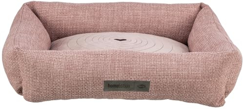 Trixie Hundebett Viviana eckig, mit Samtbezug – 80 x 60 cm, Altrosa | Kuschelig weicher Schlafplatz, waschbar – für mittelgroße Hunde, integriertes Kissen und rutschfester Boden
