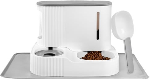 LAOPET Distributore Cibo Gatti - Dispenser Crocchette Gatto, Distributore Automático, Ciotole per Gatti con Tappetino e Cucchiaio