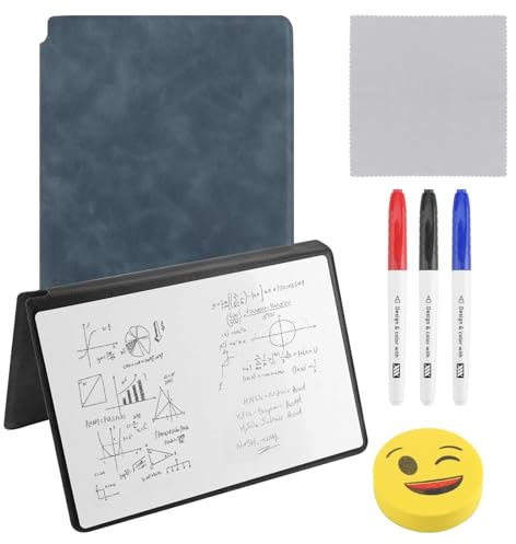 A5 Mini Whiteboard 24x33 cm Dry Erase Small Desk White Boards with Erasable Pens Portable Whiteboard Notepad Reusable Double Sided Memo to-do List for Study Draft Meeting Business Doodling(Blue)