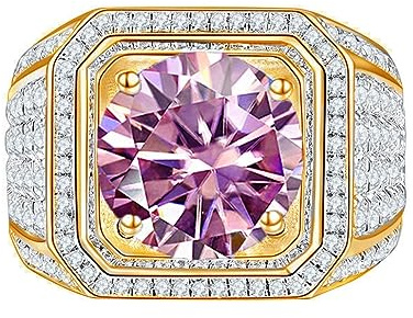 LOEXZAH Moissanit-Ringe für Herren, Diamant-Eheringe aus 18 Karat 925er Sterlingsilber, Moissanit-Ring, Moissanit-Verlobungsringe, Herren-Diamantringe, Gold-Diamantring, Verlobungsring für Ihn